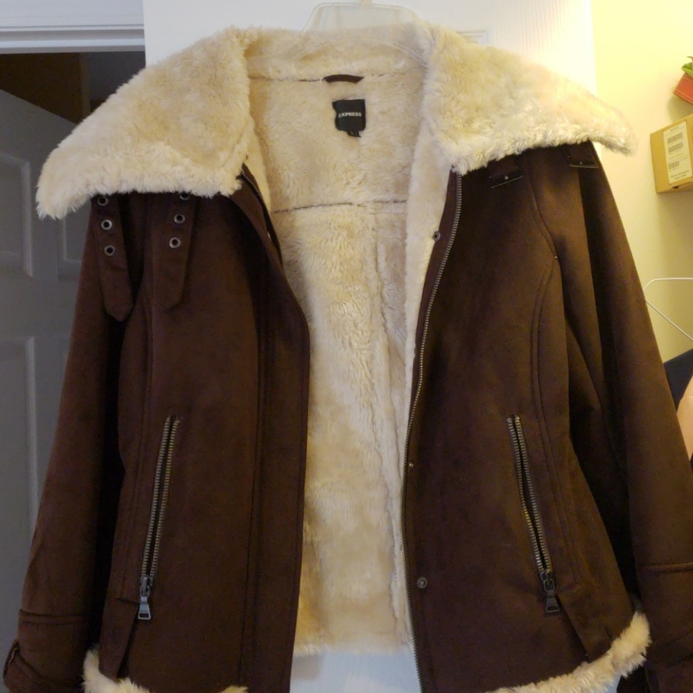 Brown suede bomber jacket